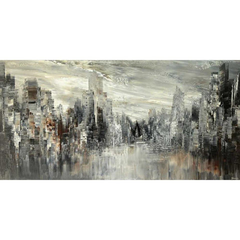 City of the Century Black Modern Wood Framed Art Print with Double Matting by Iliina, Tatiana