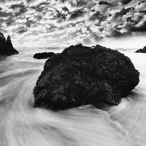 Tide Swirl Black Modern Wood Framed Art Print by PhotoINC Studio