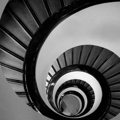 Spiral Staircase No. 3 White Modern Wood Framed Art Print by PhotoINC Studio