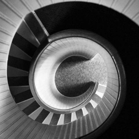 Spiral Staircase No. 4 Gold Ornate Wood Framed Art Print with Double Matting by PhotoINC Studio