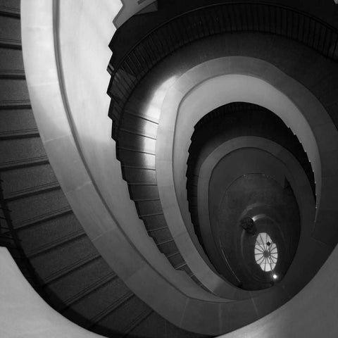Spiral Staircase No. 5 White Modern Wood Framed Art Print with Double Matting by PhotoINC Studio
