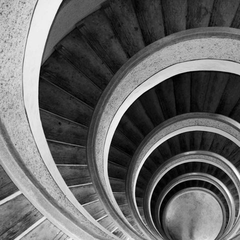 Spiral Staircase No. 6 White Modern Wood Framed Art Print with Double Matting by PhotoINC Studio