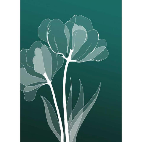 X-ray Flowers Gold Ornate Wood Framed Art Print with Double Matting by GraphINC