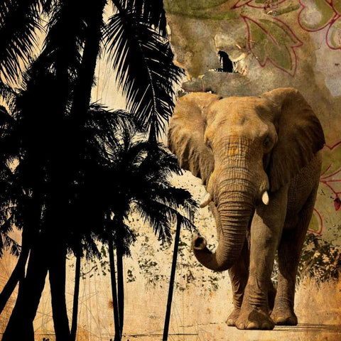 Mighty Elephant 2 Gold Ornate Wood Framed Art Print with Double Matting by GraphINC
