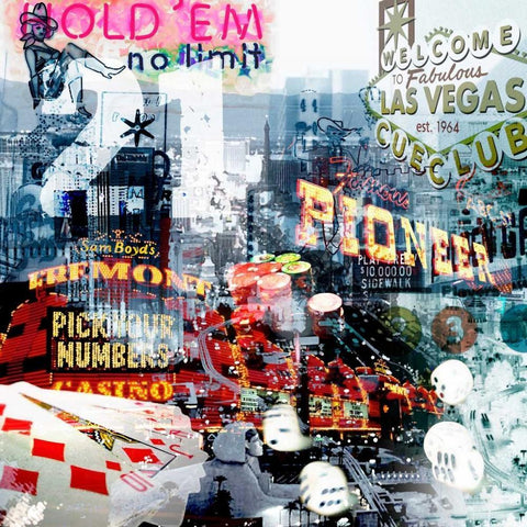 Las Vegas Black Ornate Wood Framed Art Print with Double Matting by GraphINC