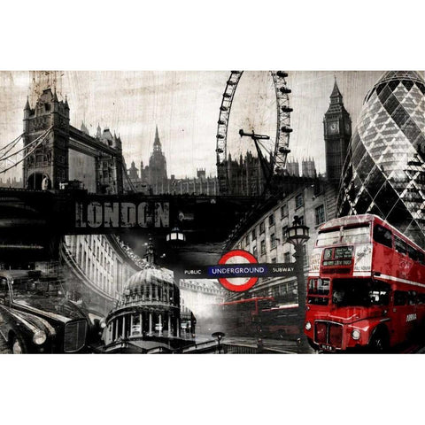 London Gold Ornate Wood Framed Art Print with Double Matting by GraphINC