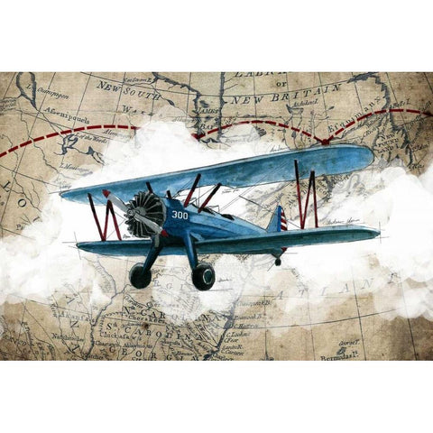 Biplane 1 White Modern Wood Framed Art Print by GraphINC Studio