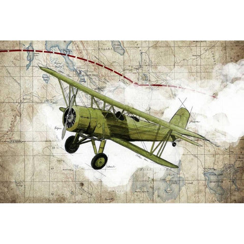 Biplane 2 White Modern Wood Framed Art Print by GraphINC Studio