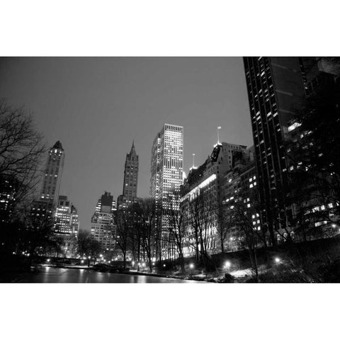 Central Park View Gold Ornate Wood Framed Art Print with Double Matting by PhotoINC Studio