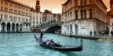 Venice Black Ornate Wood Framed Art Print with Double Matting by PhotoINC Studio