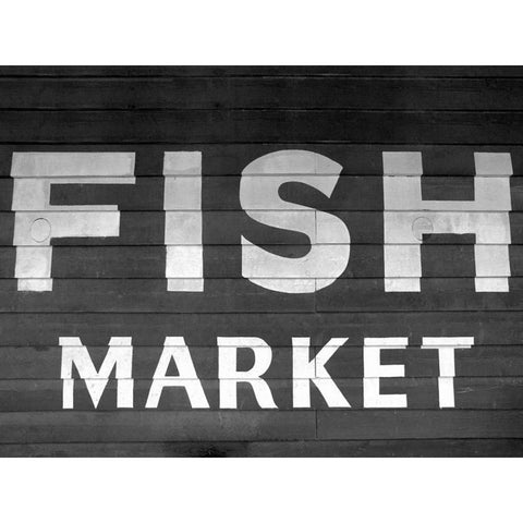 Fish Market Black Modern Wood Framed Art Print with Double Matting by PhotoINC Studio