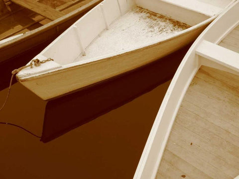 Boats White Modern Wood Framed Art Print with Double Matting by PhotoINC Studio