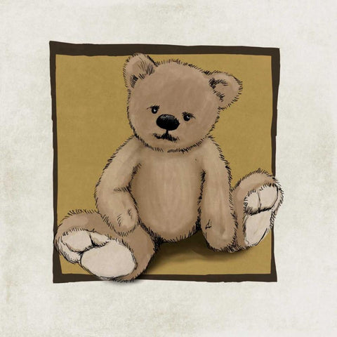 Teddy Bear White Modern Wood Framed Art Print by GraphINC