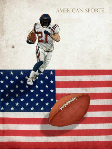 American Sports-Football 1 Black Ornate Wood Framed Art Print with Double Matting by GraphINC Studio