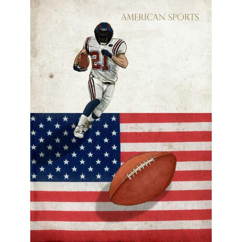 American Sports-Football 1 Black Modern Wood Framed Art Print by GraphINC Studio