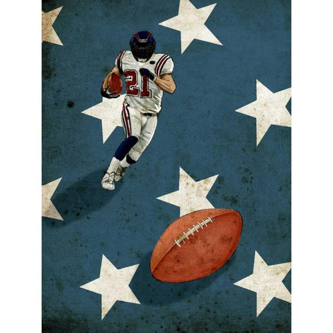 American Sports-Football 2 White Modern Wood Framed Art Print by GraphINC Studio