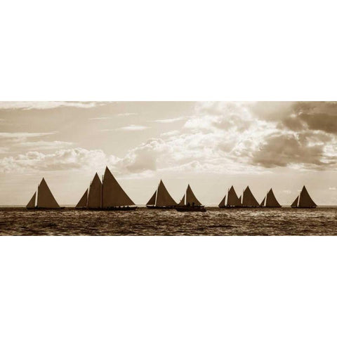 Sailboats Black Modern Wood Framed Art Print with Double Matting by GraphINC