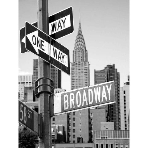 Broadway White Modern Wood Framed Art Print by PhotoINC Studio