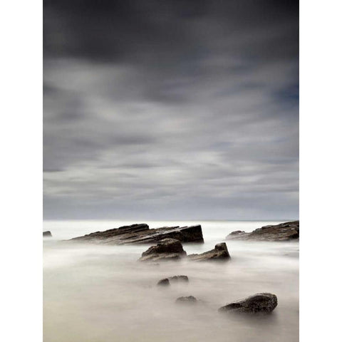 Rocks in Mist White Modern Wood Framed Art Print by PhotoINC Studio