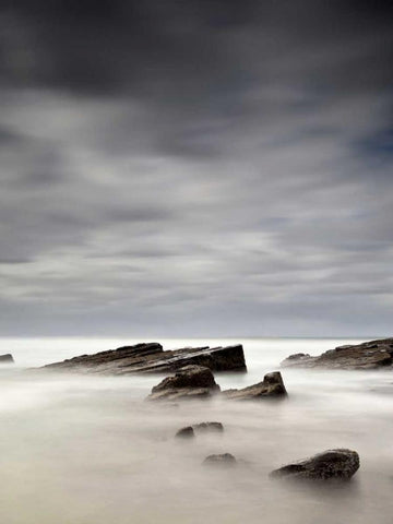 Rocks in Mist Black Ornate Wood Framed Art Print with Double Matting by PhotoINC Studio