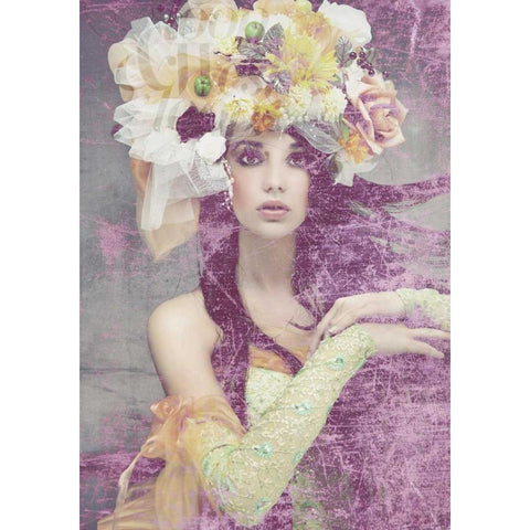 Flower Lady Gold Ornate Wood Framed Art Print with Double Matting by GraphINC