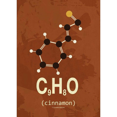 Molecule Cinnamon White Modern Wood Framed Art Print by TypeLike