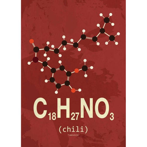 Molecule Chili Black Modern Wood Framed Art Print with Double Matting by TypeLike