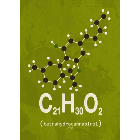 Molecule THC Gold Ornate Wood Framed Art Print with Double Matting by TypeLike