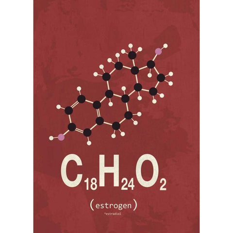 Molecule Estrogene White Modern Wood Framed Art Print by TypeLike