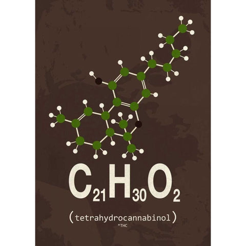 Molecule THC White Modern Wood Framed Art Print by TypeLike