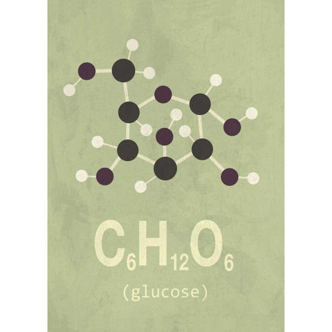 Molecule Glucose White Modern Wood Framed Art Print by TypeLike