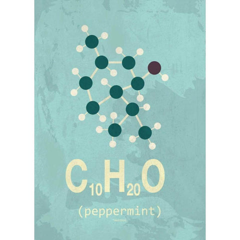 Molecule Peppermint Black Modern Wood Framed Art Print with Double Matting by TypeLike