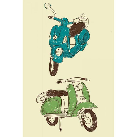 Scooter I Gold Ornate Wood Framed Art Print with Double Matting by GraphINC