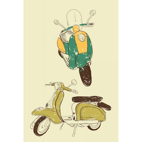 Scooter III Black Modern Wood Framed Art Print with Double Matting by GraphINC