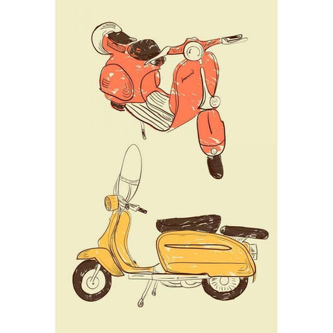 Scooter IV Black Modern Wood Framed Art Print with Double Matting by GraphINC