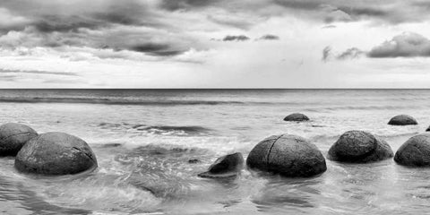 Beach Rocks White Modern Wood Framed Art Print with Double Matting by PhotoINC Studio