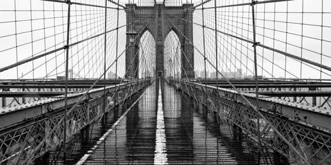 Brooklyn Bridge Black Ornate Wood Framed Art Print with Double Matting by PhotoINC Studio
