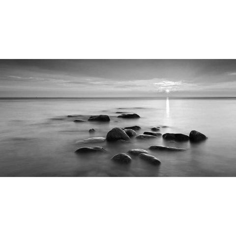 Rocks in mist Black Modern Wood Framed Art Print with Double Matting by PhotoINC Studio
