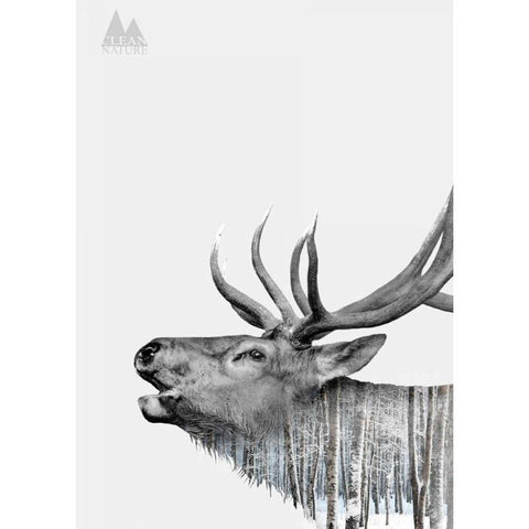 Deer Black Modern Wood Framed Art Print by Clean Nature