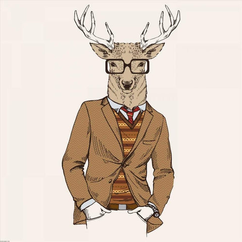 Deer-man 1 White Modern Wood Framed Art Print by GraphINC