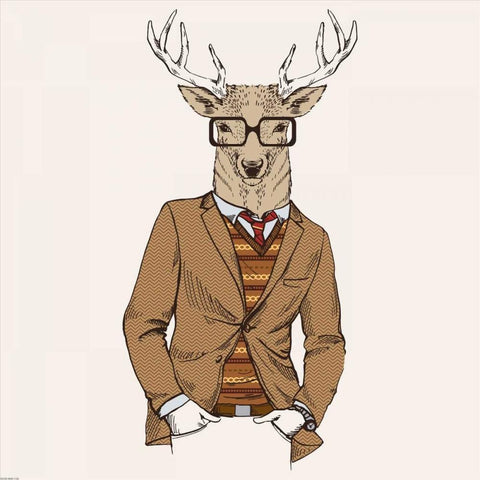 Deer-man 1 Black Modern Wood Framed Art Print by GraphINC