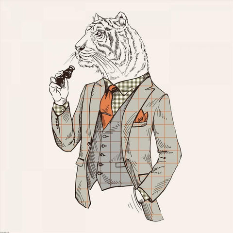 Tiger-man White Modern Wood Framed Art Print by GraphINC