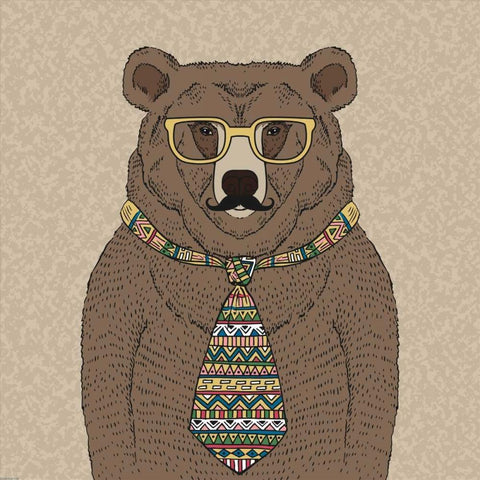 Bear-man Gold Ornate Wood Framed Art Print with Double Matting by GraphINC