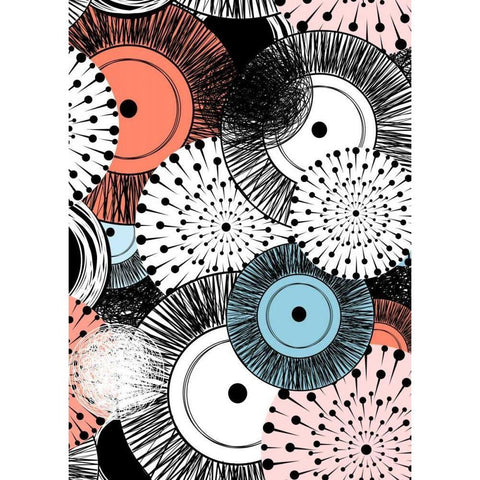 Flowers and Design Black Modern Wood Framed Art Print with Double Matting by GraphINC