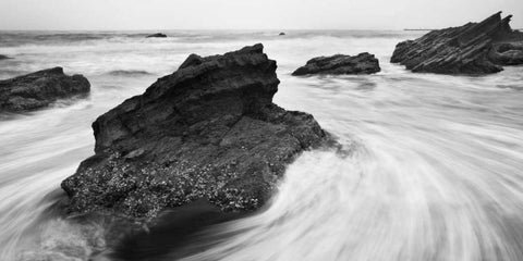 Beach Rocks Black Ornate Wood Framed Art Print with Double Matting by PhotoINC Studio