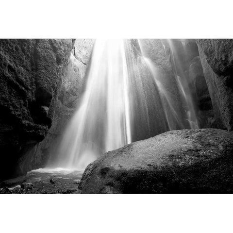 Waterfall Black Modern Wood Framed Art Print by PhotoINC Studio