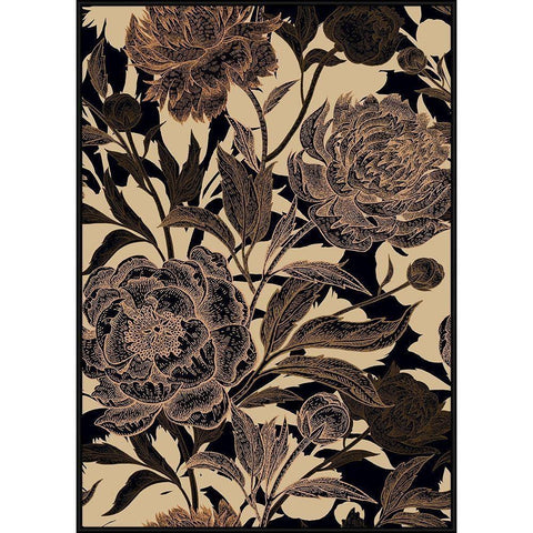 Golden Rose II Black Modern Wood Framed Art Print with Double Matting by Incado