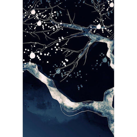 Cherry Blossom Branch White Modern Wood Framed Art Print by Incado