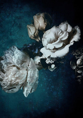 Blue Flower 2 Black Ornate Wood Framed Art Print with Double Matting by Incado