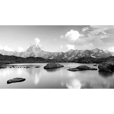 Mountain lake Black Modern Wood Framed Art Print by PhotoINC Studio